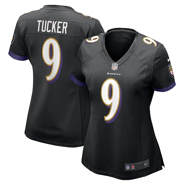 Zennovawear Women's Baltimore Ravens Justin Tucker Black Game Jersey