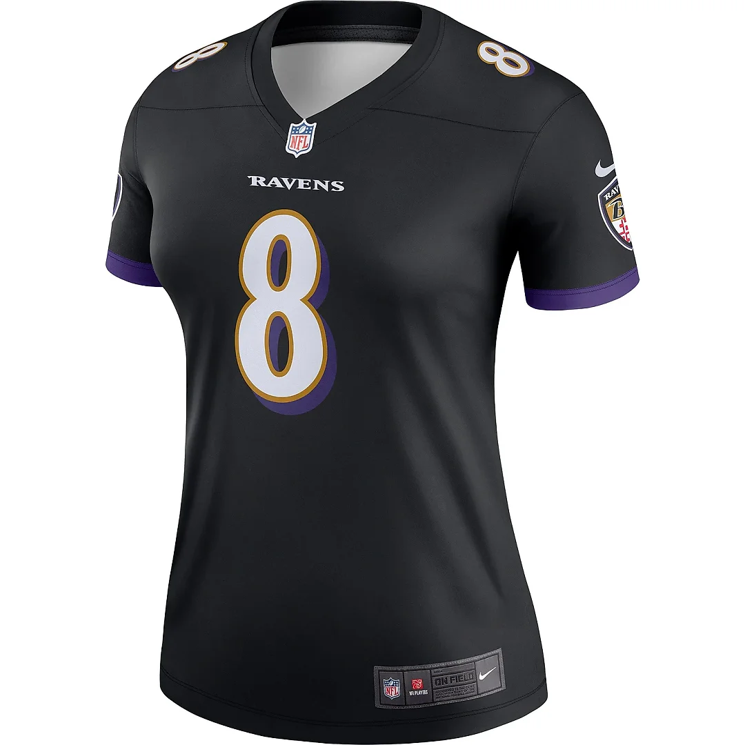 Zennovawear Women's Baltimore Ravens Lamar Jackson Black Alternate Legend Player Performance Top