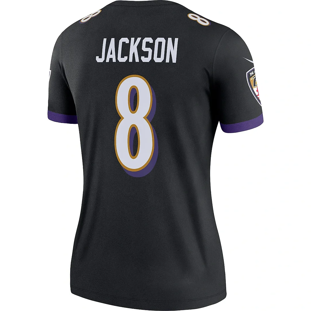Zennovawear Women's Baltimore Ravens Lamar Jackson Black Alternate Legend Player Performance Top