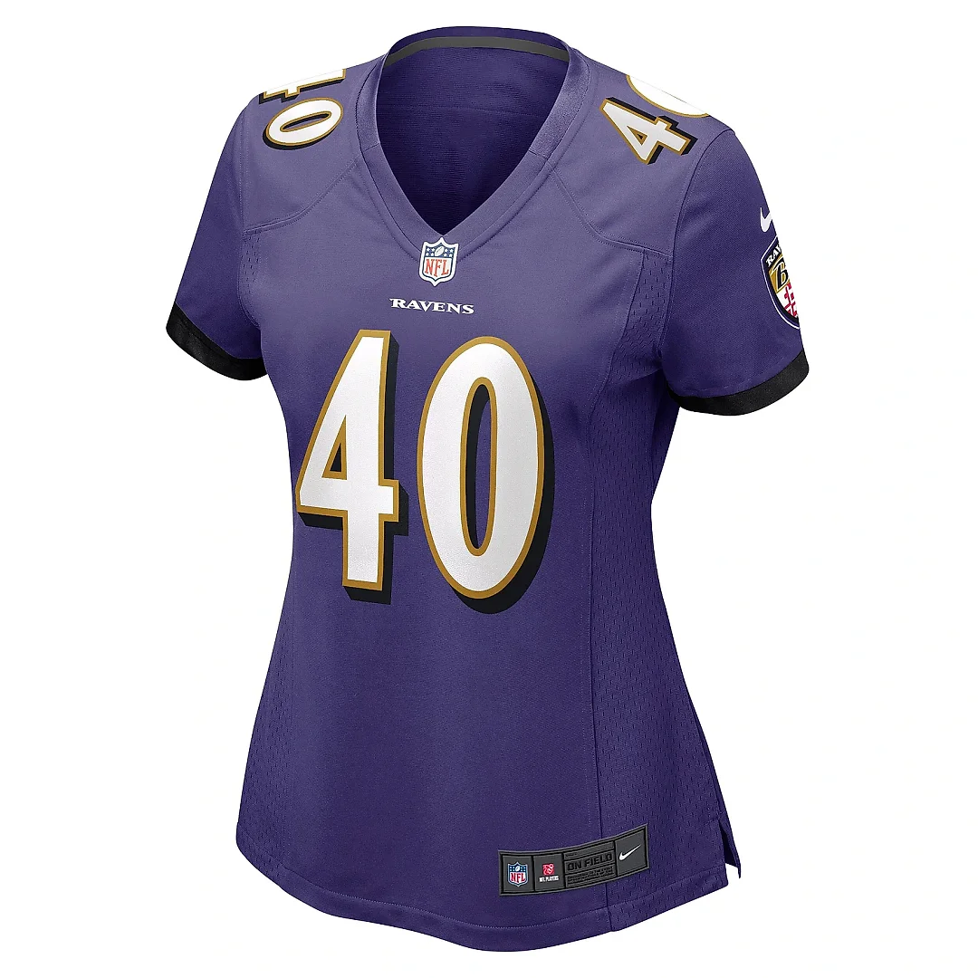 Zennovawear Women's Baltimore Ravens Malik Harrison Purple Game Jersey