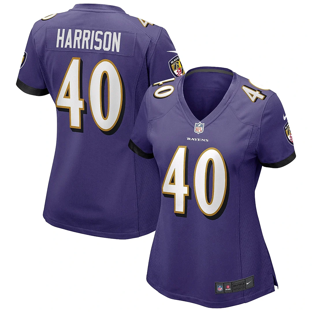 Zennovawear Women's Baltimore Ravens Malik Harrison Purple Game Jersey