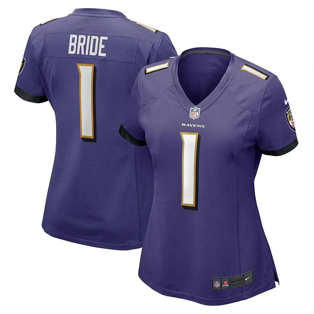 Zennovawear Women's Baltimore Ravens Number 1 Bride Purple Game Jersey