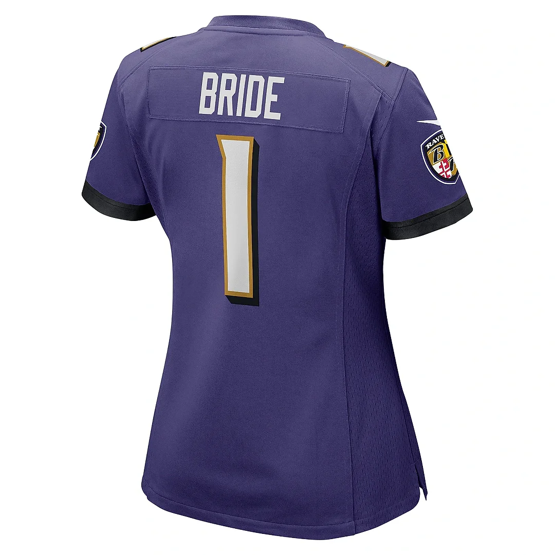 Zennovawear Women's Baltimore Ravens Number 1 Bride Purple Game Jersey