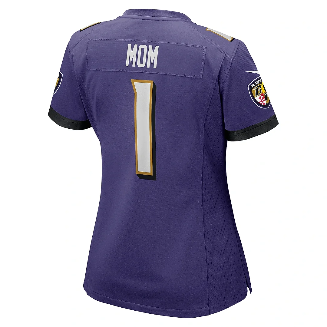 Zennovawear Women's Baltimore Ravens Number 1 Mom Purple Game Jersey