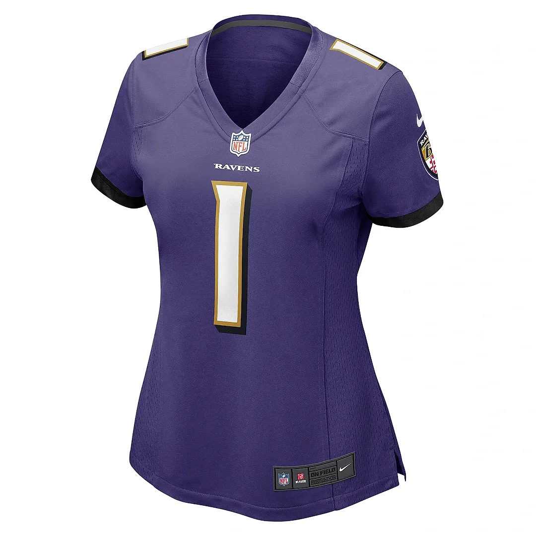 Zennovawear Women's Baltimore Ravens Number 1 Mom Purple Game Jersey