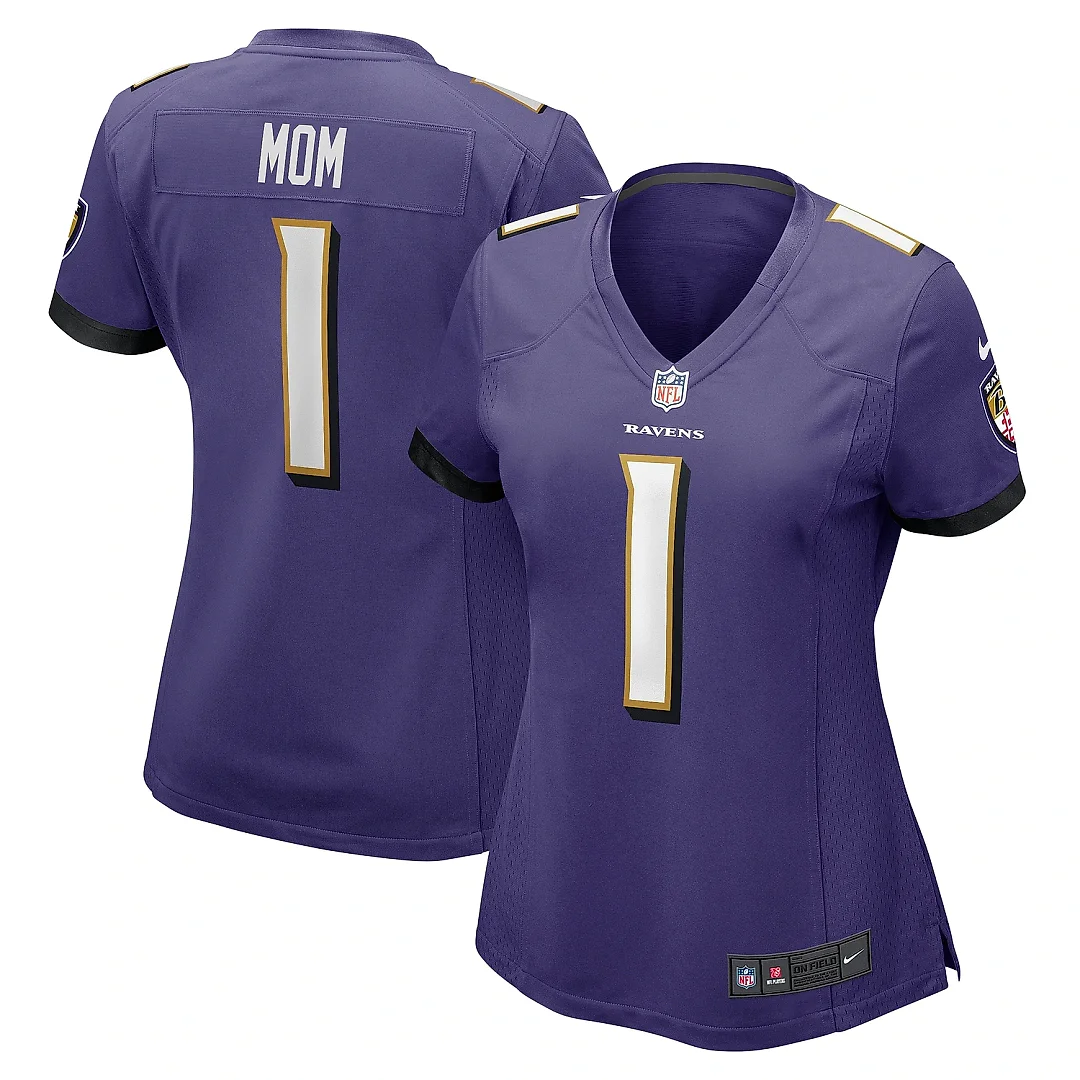 Zennovawear Women's Baltimore Ravens Number 1 Mom Purple Game Jersey