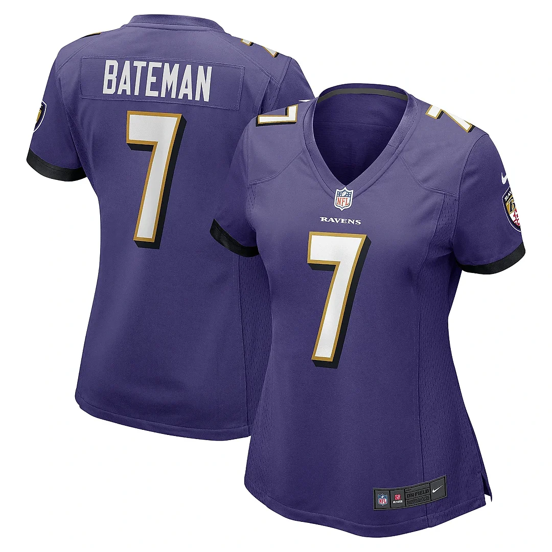Zennovawear Women's Baltimore Ravens Rashod Bateman Purple Game Jersey