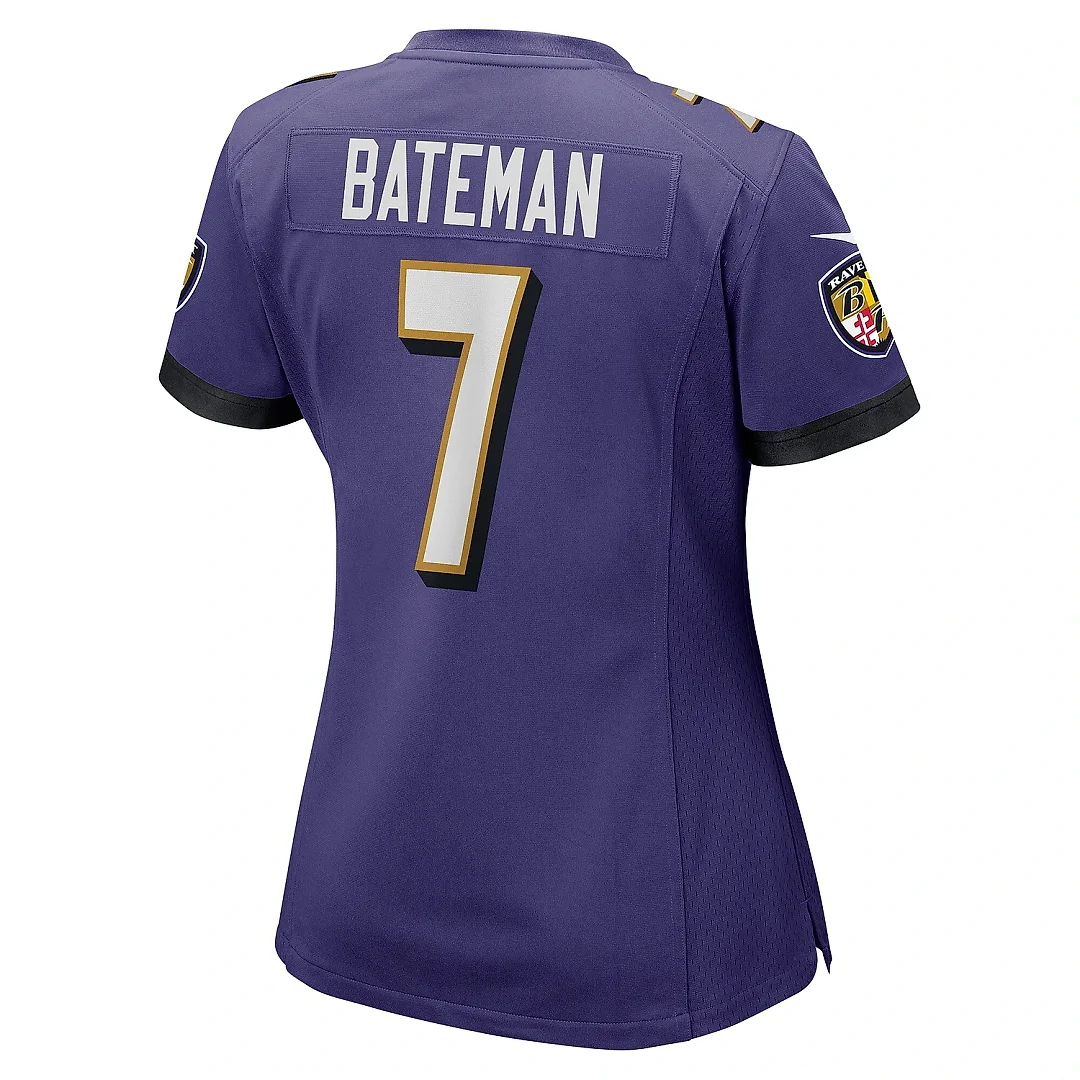 Zennovawear Women's Baltimore Ravens Rashod Bateman Purple Game Jersey