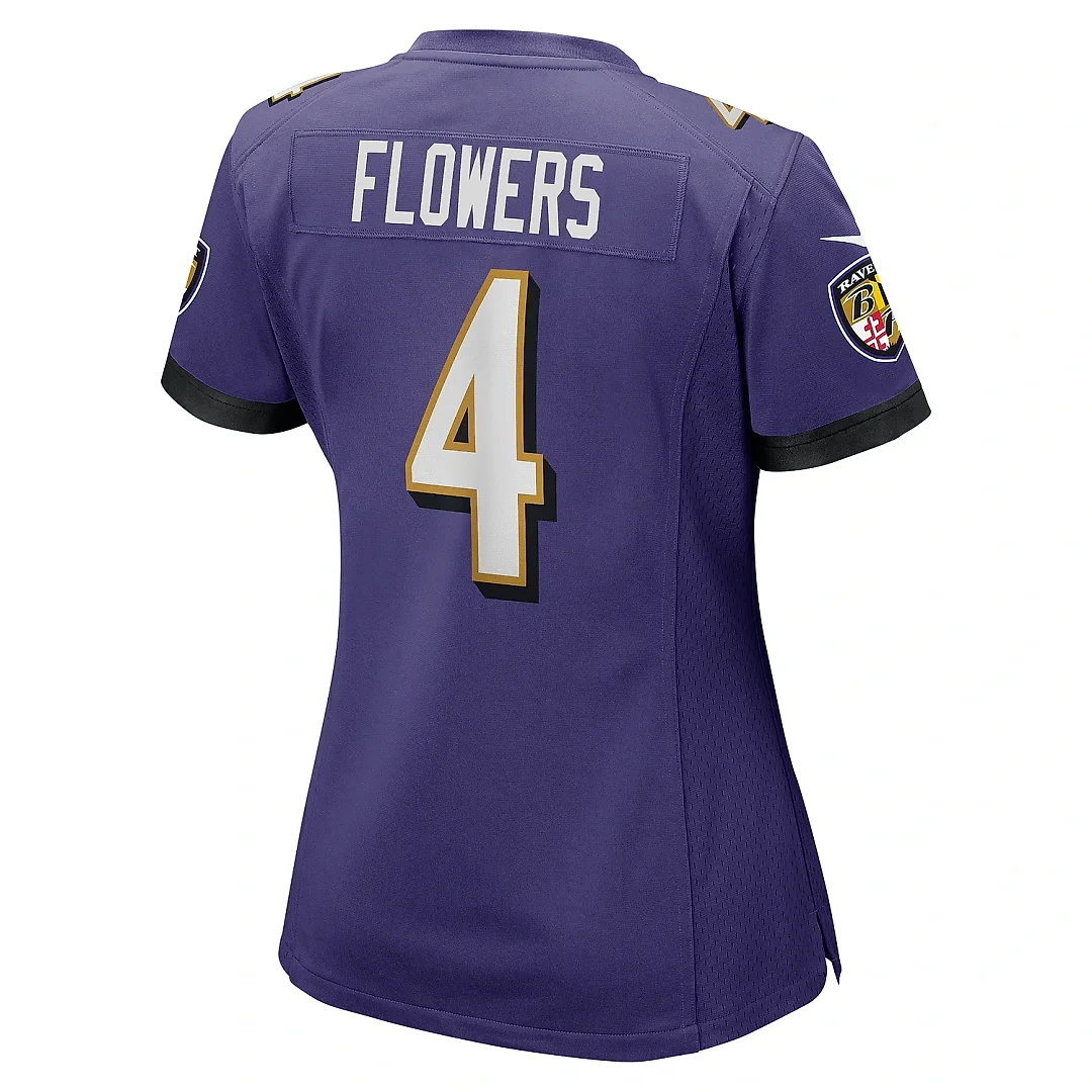 Zennovawear Women's Baltimore Ravens Zay Flowers Purple Team Game Jersey