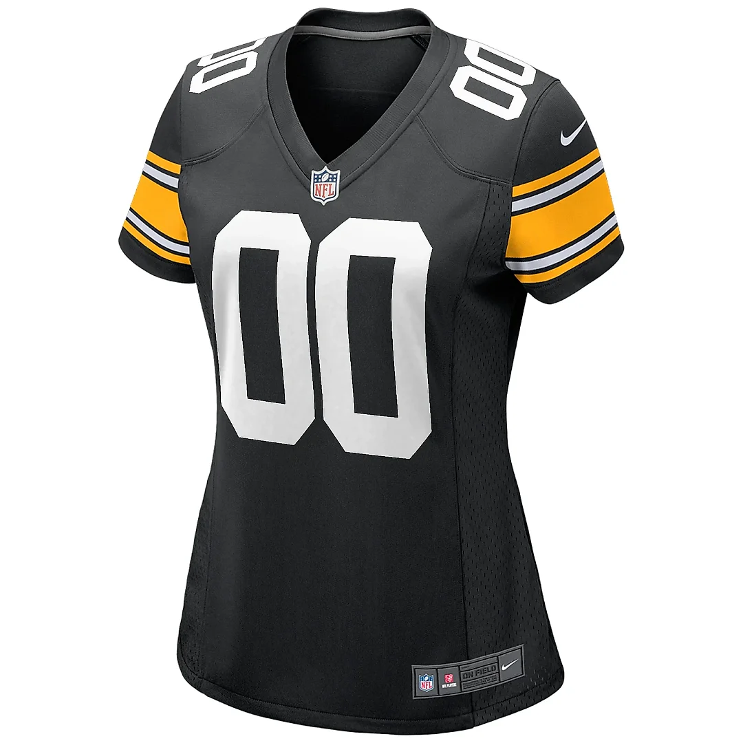 Zennovawear Women's Black Pittsburgh Steelers Alternate Custom Game Jersey