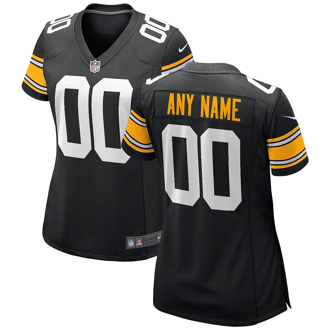 Zennovawear Women's Black Pittsburgh Steelers Alternate Custom Game Jersey