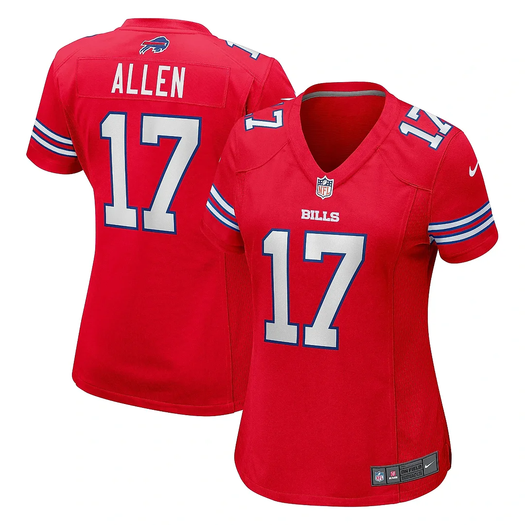 Zennovawear Women's Buffalo Bills Josh Allen Red Player Jersey