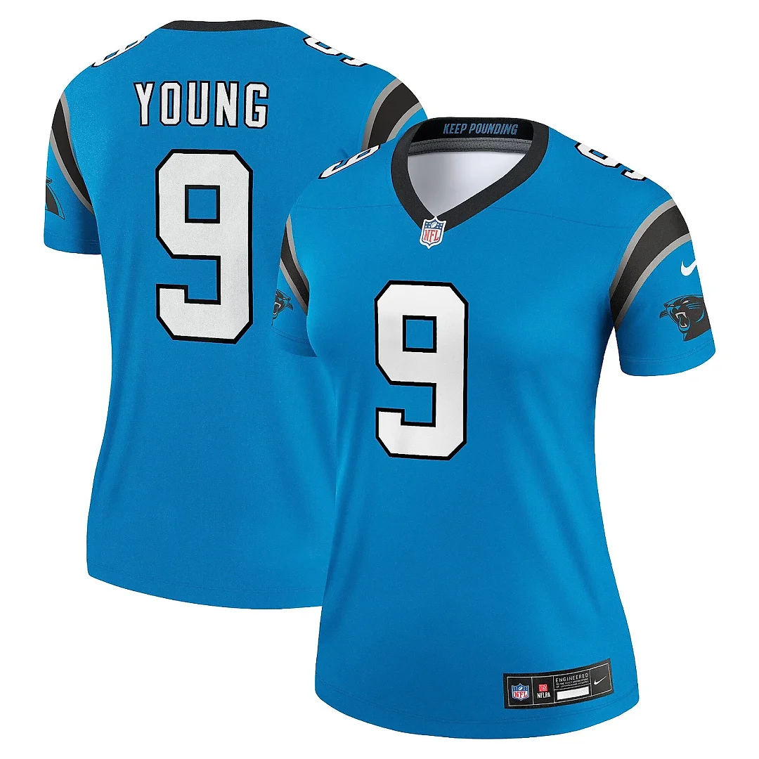 Zennovawear Women's Carolina Panthers Bryce Young Blue Alternate Legend Player Performance Top