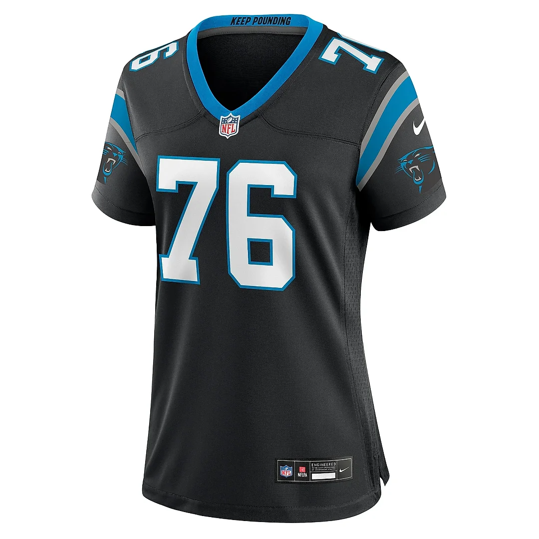 Zennovawear Women's Carolina Panthers Calvin Throckmorton Black Team Game Jersey