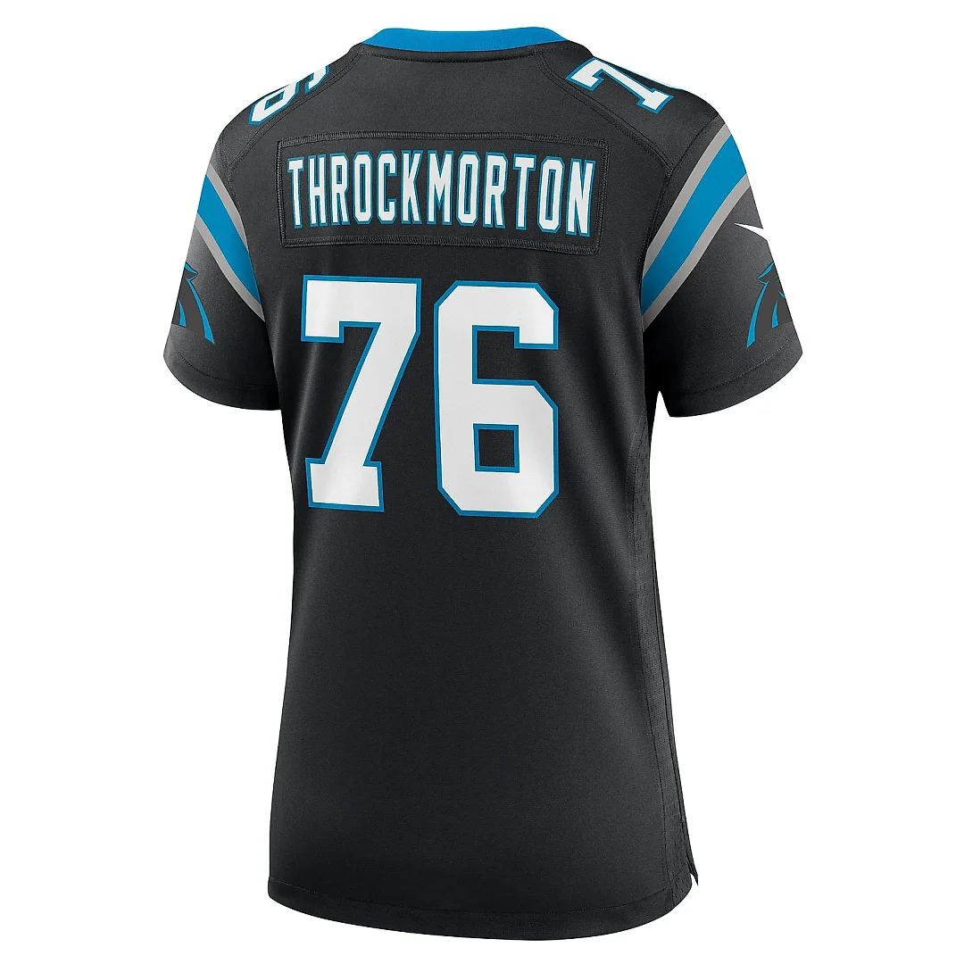 Zennovawear Women's Carolina Panthers Calvin Throckmorton Black Team Game Jersey