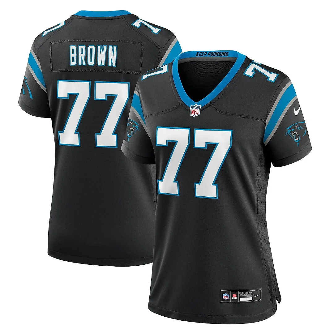Zennovawear Women's Carolina Panthers Deonte Brown Black Team Game Jersey