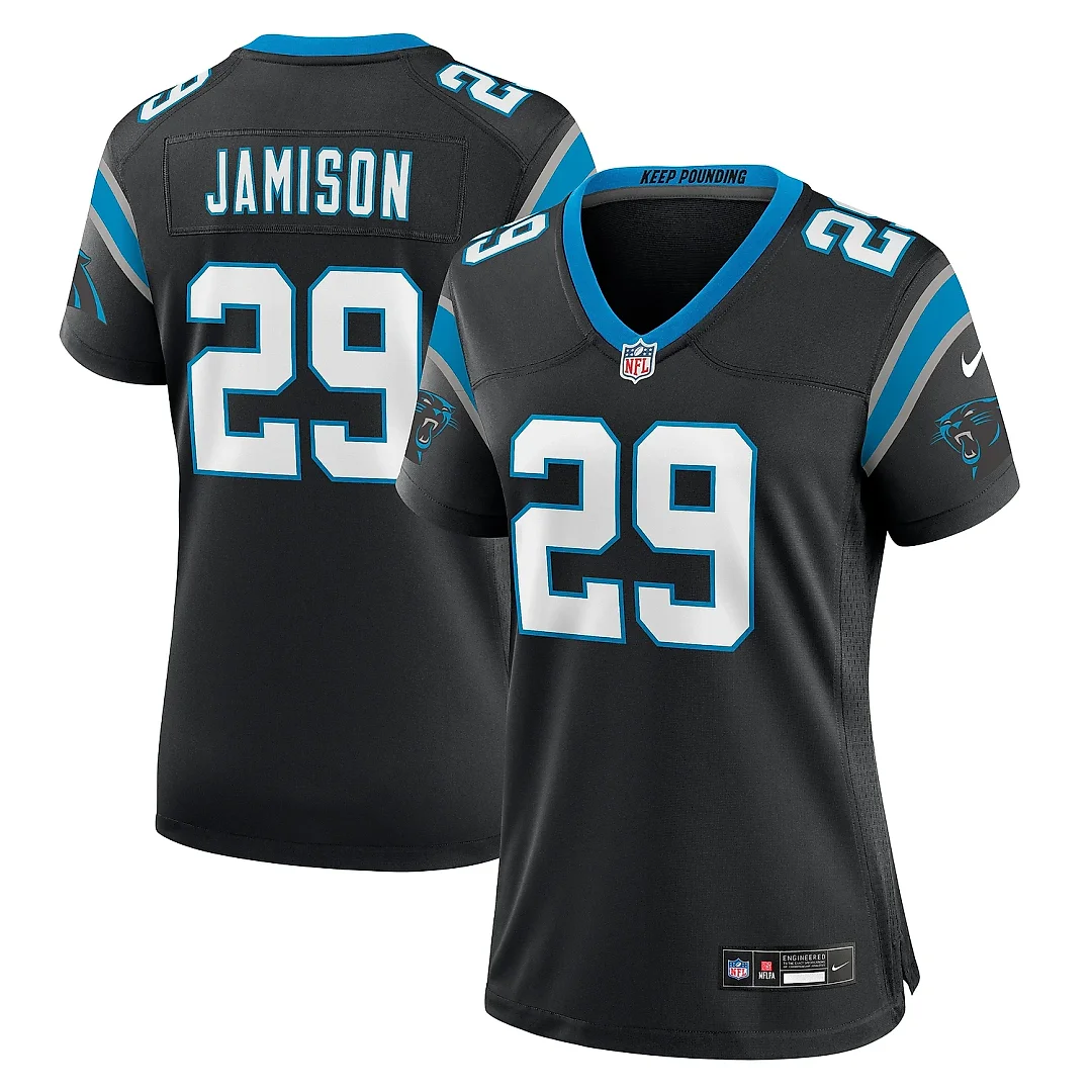 Zennovawear Women's Carolina Panthers D'Shawn Jamison Black Team Game Jersey