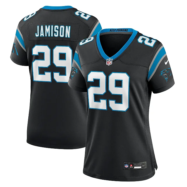Zennovawear Women's Carolina Panthers D'Shawn Jamison Black Team Game Jersey