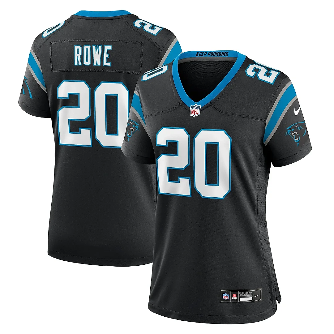 Zennovawear Women's Carolina Panthers Eric Rowe Black Team Game Jersey