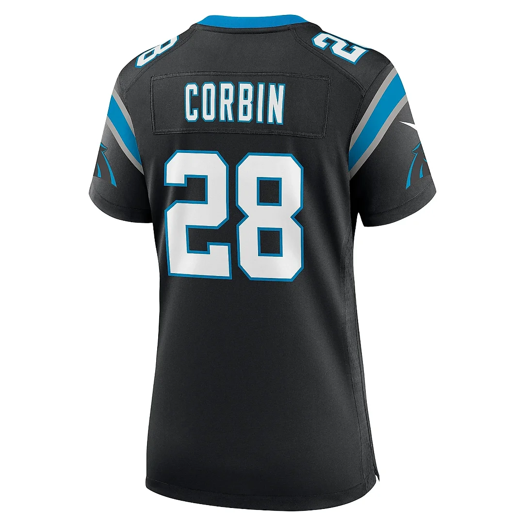 Zennovawear Women's Carolina Panthers Jashaun Corbin Black Team Game Jersey