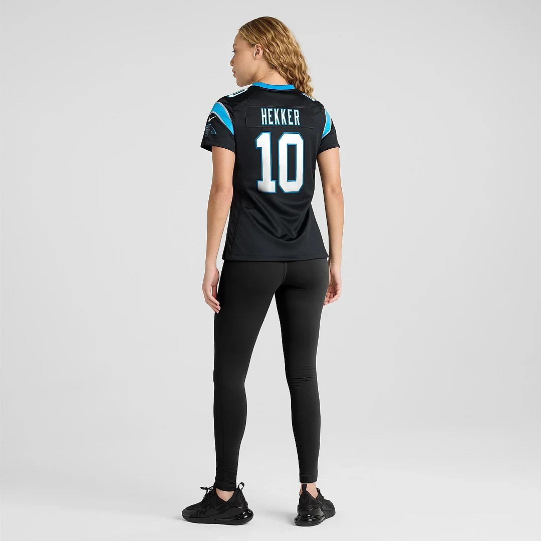 Zennovawear Women's Carolina Panthers Johnny Hekker Black Team Game Jersey