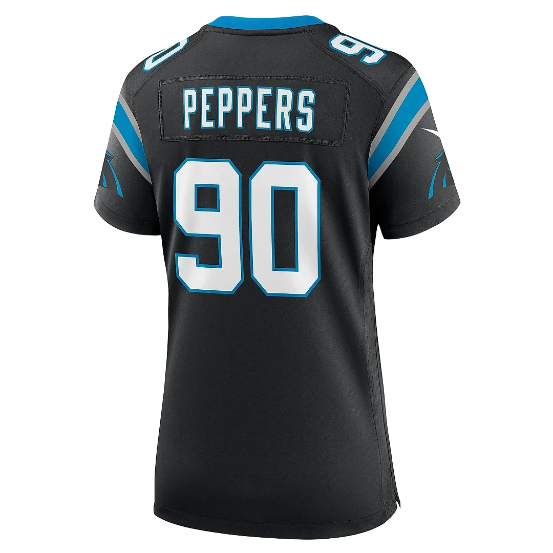 Zennovawear Women's Carolina Panthers Julius Peppers Black Retired Player Game Jersey