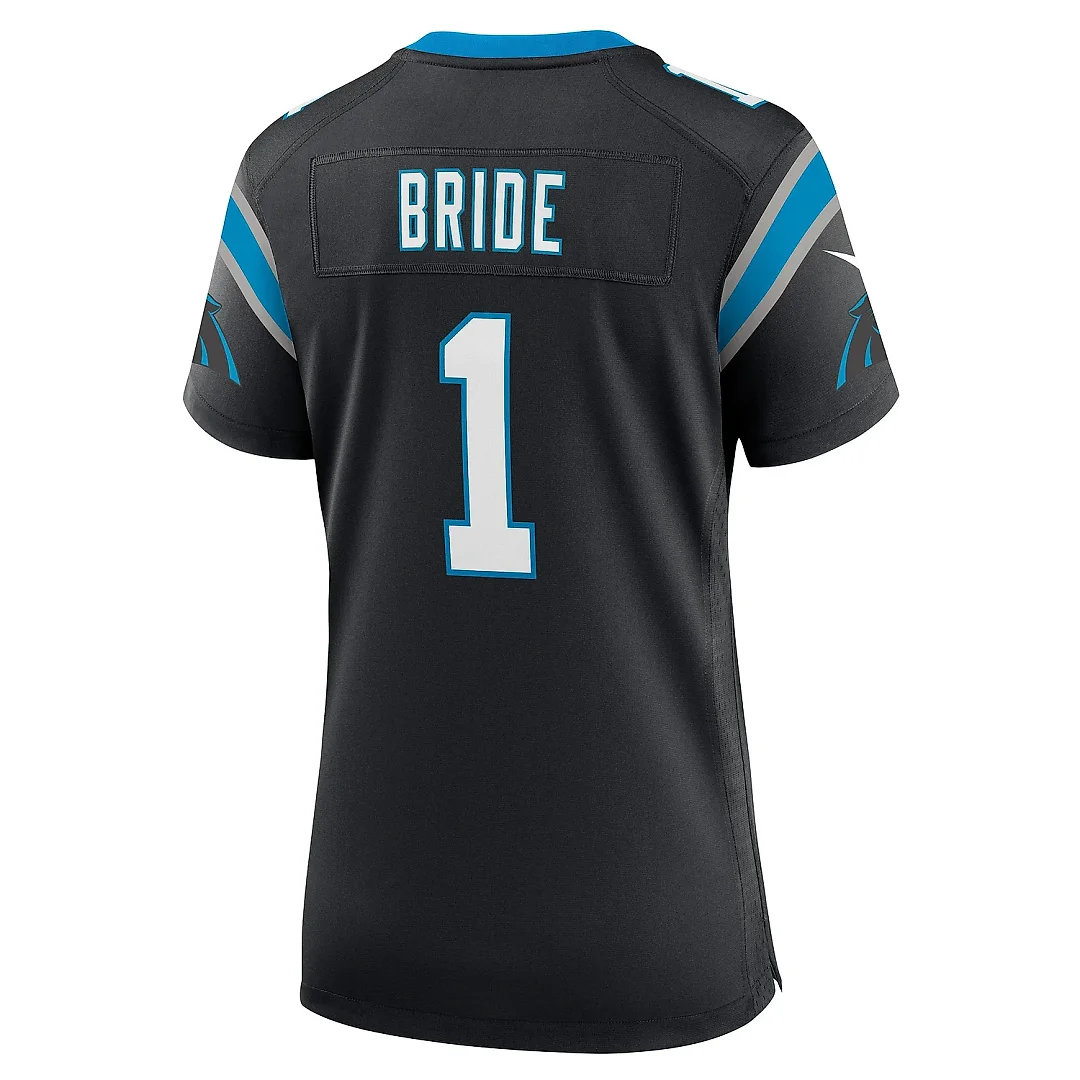 Zennovawear Women's Carolina Panthers Number 1 Bride Black Game Jersey