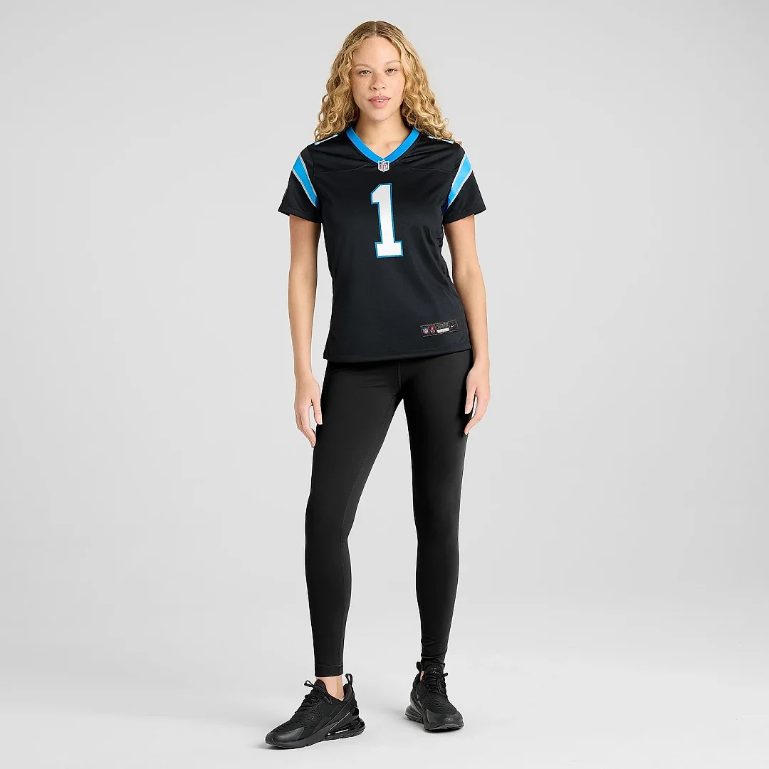 Zennovawear Women's Carolina Panthers Number 1 Mom Black Game Jersey