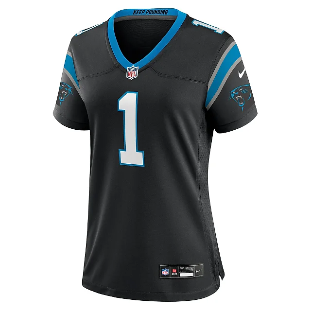 Zennovawear Women's Carolina Panthers Number 1 Mom Black Game Jersey