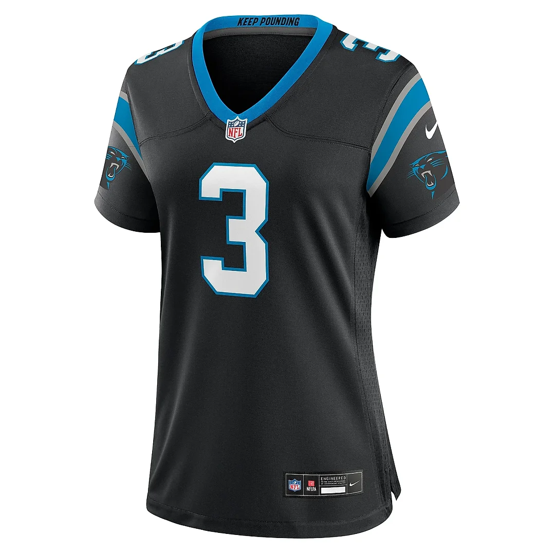 Zennovawear Women's Carolina Panthers Raheem Blackshear Black Team Game Jersey