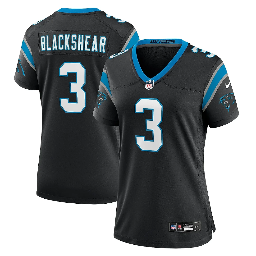 Zennovawear Women's Carolina Panthers Raheem Blackshear Black Team Game Jersey