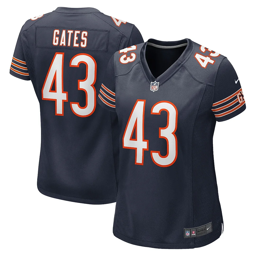 Zennovawear Women's Chicago Bears DeMarquis Gates Navy Game Player Jersey