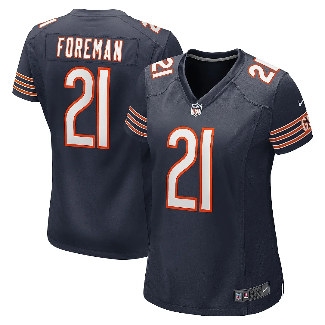 Zennovawear Women's Chicago Bears D'Onta Foreman Navy Game Jersey