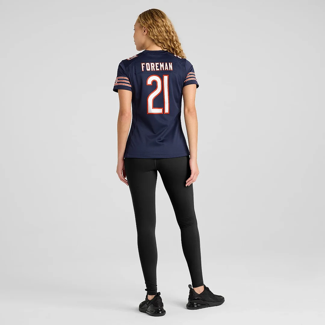 Zennovawear Women's Chicago Bears D'Onta Foreman Navy Game Jersey