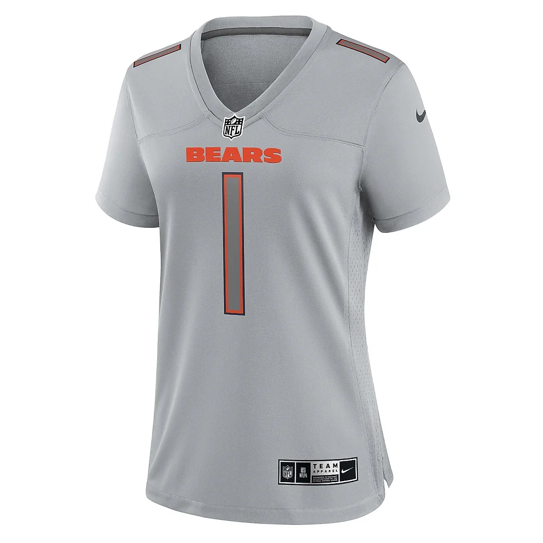 Zennovawear Women's Chicago Bears Justin Fields Gray Atmosphere Fashion Game Jersey