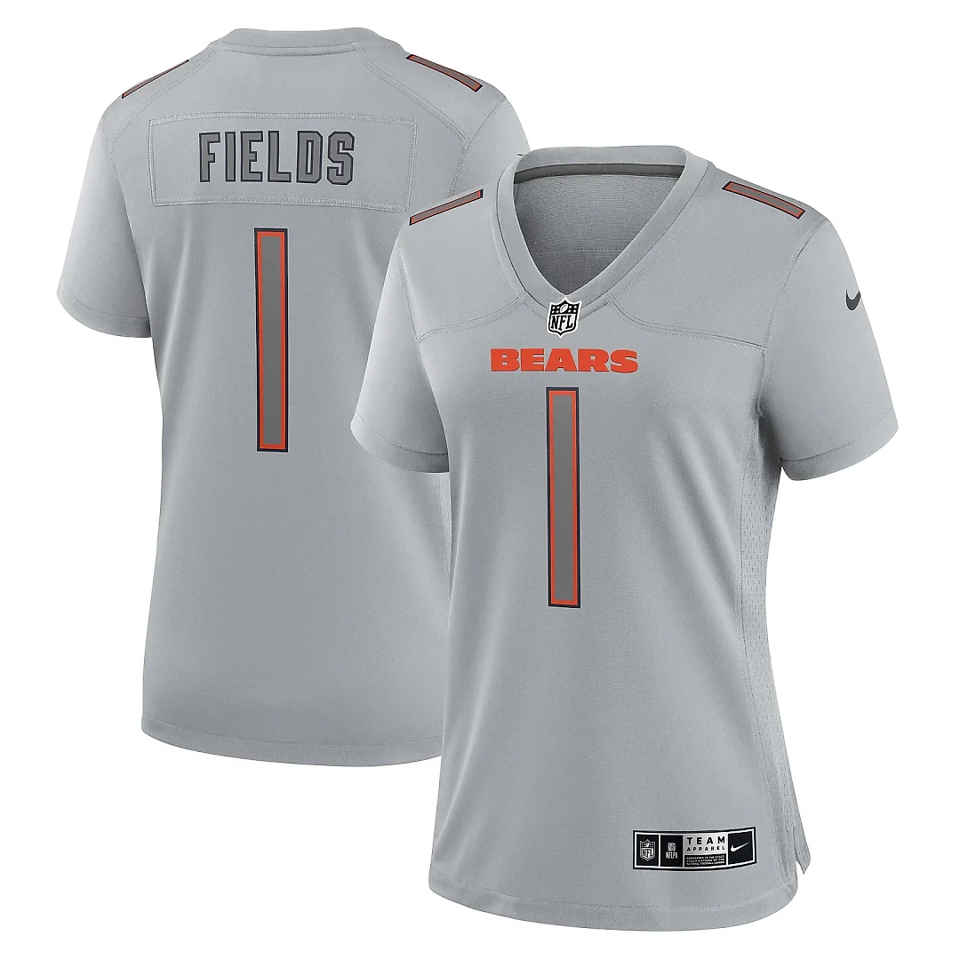 Zennovawear Women's Chicago Bears Justin Fields Gray Atmosphere Fashion Game Jersey