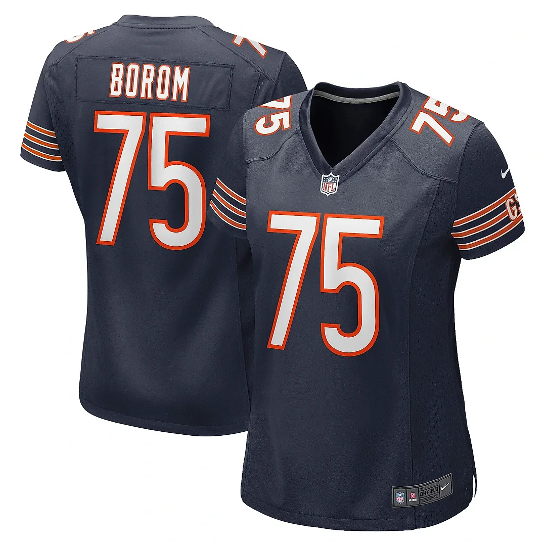 Zennovawear Women's Chicago Bears Larry Borom Navy Game Jersey