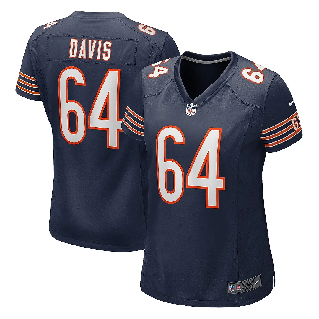 Zennovawear Women's Chicago Bears Nate Davis Navy Game Jersey