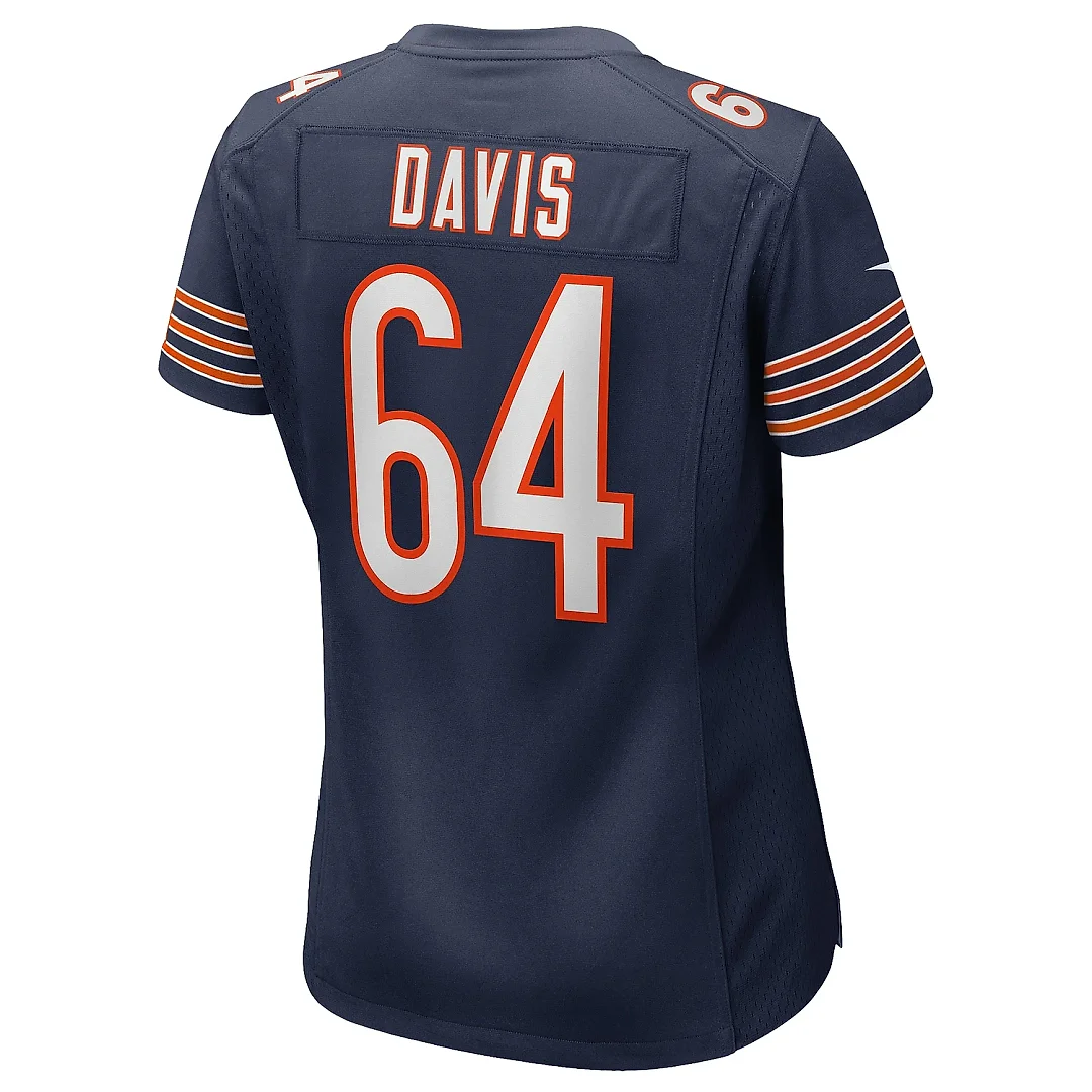 Zennovawear Women's Chicago Bears Nate Davis Navy Game Jersey