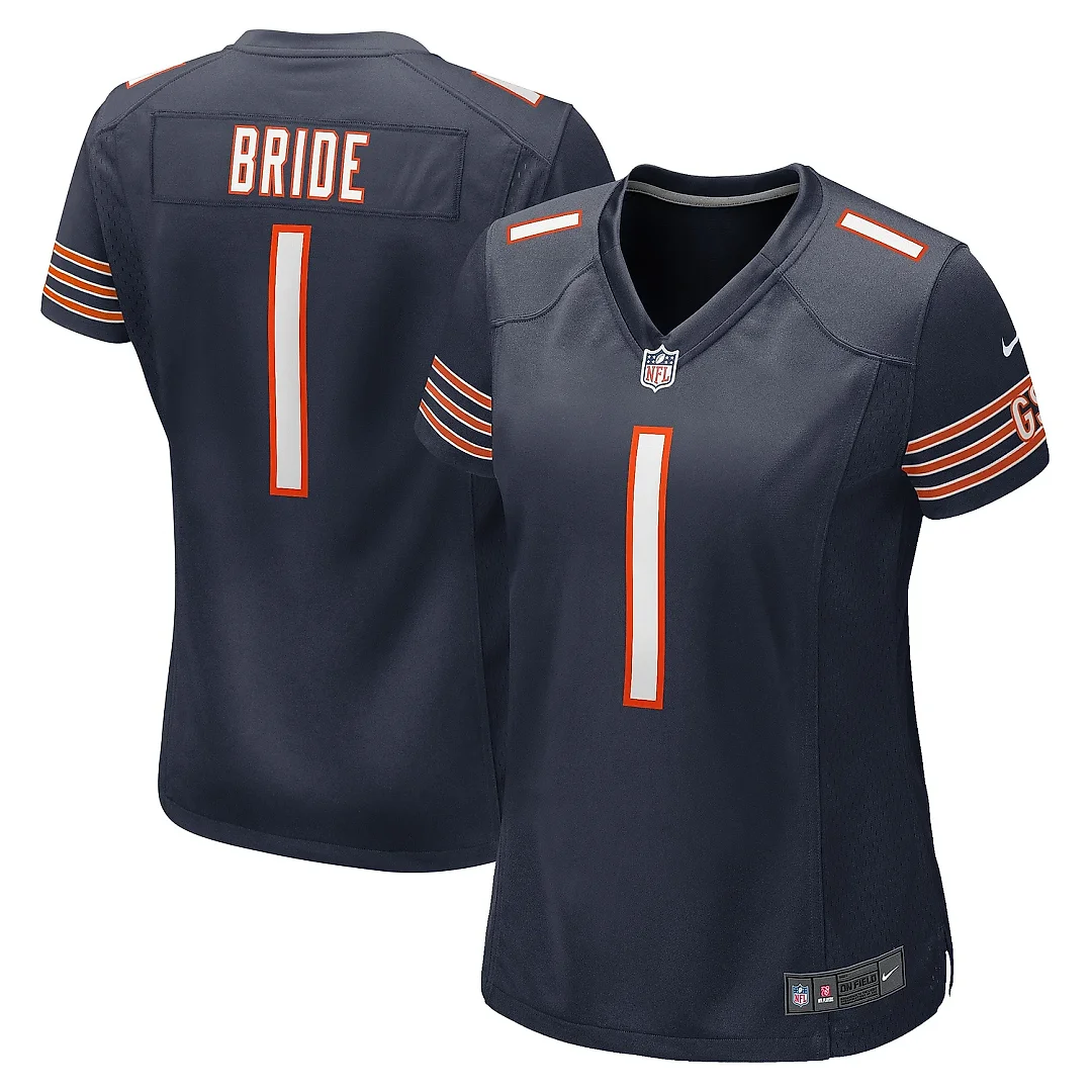 Zennovawear Women's Chicago Bears Number 1 Bride Navy Game Jersey
