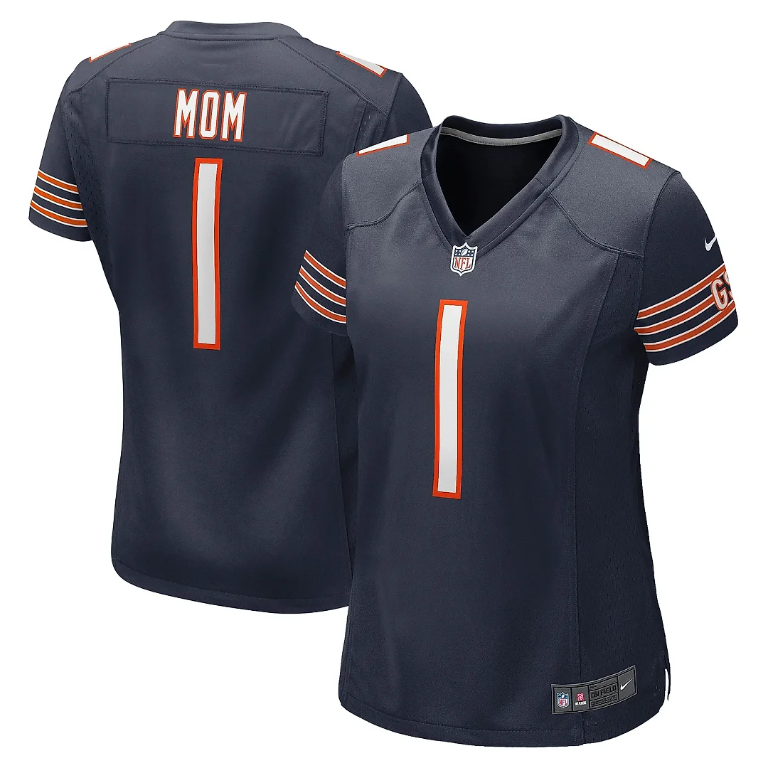Zennovawear Women's Chicago Bears Number 1 Mom Navy Game Jersey