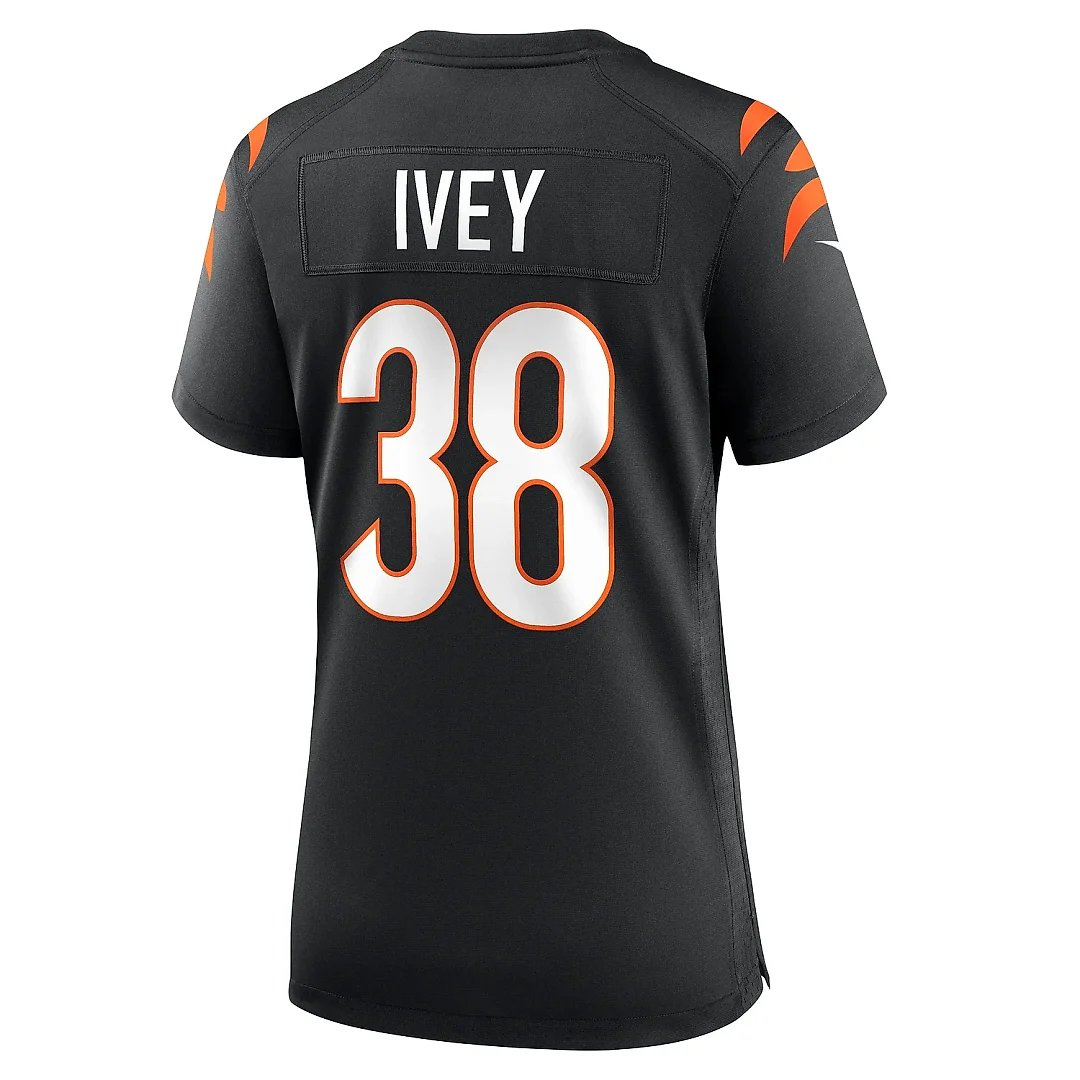 Zennovawear Women's Cincinnati Bengals DJ Ivey Black Team Game Jersey