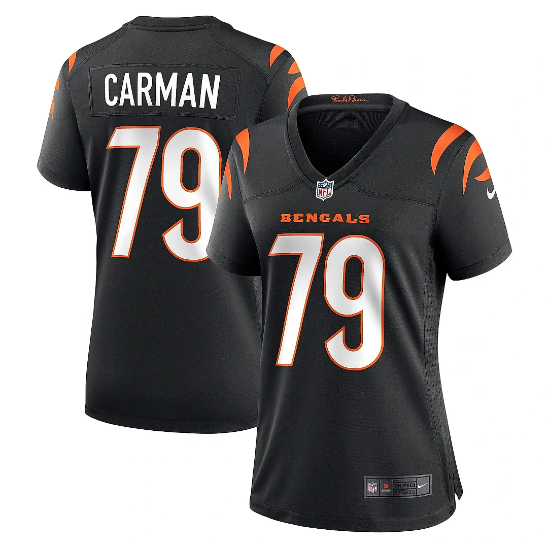 Zennovawear Women's Cincinnati Bengals Jackson Carman Black Game Jersey