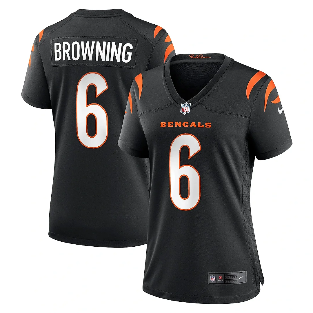 Zennovawear Women's Cincinnati Bengals Jake Browning Black Game Jersey