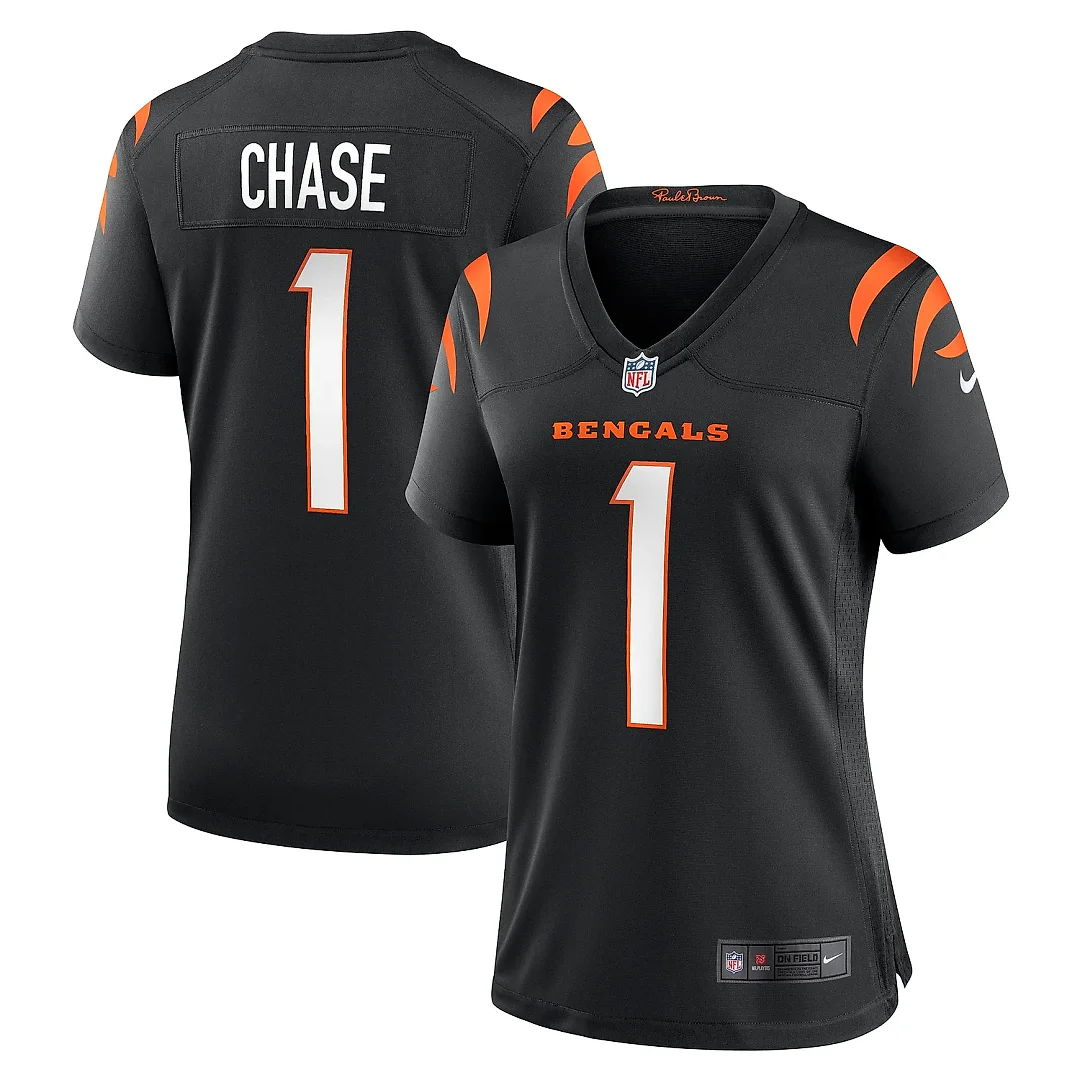 Zennovawear Women's Cincinnati Bengals Ja'Marr Chase Black Game Jersey
