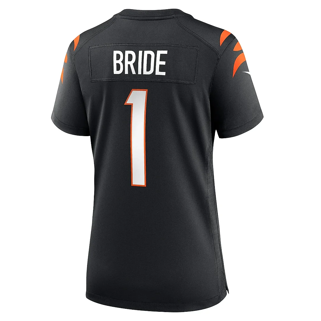 Zennovawear Women's Cincinnati Bengals Number 1 Bride Black Game Jersey