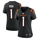 Zennovawear Women's Cincinnati Bengals Number 1 Mom Black Game Jersey