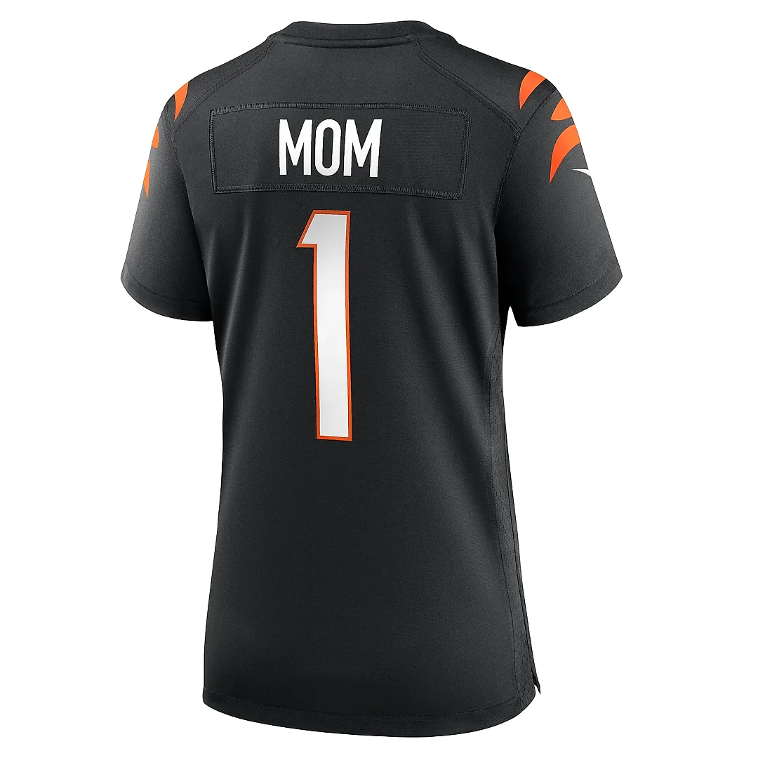 Zennovawear Women's Cincinnati Bengals Number 1 Mom Black Game Jersey