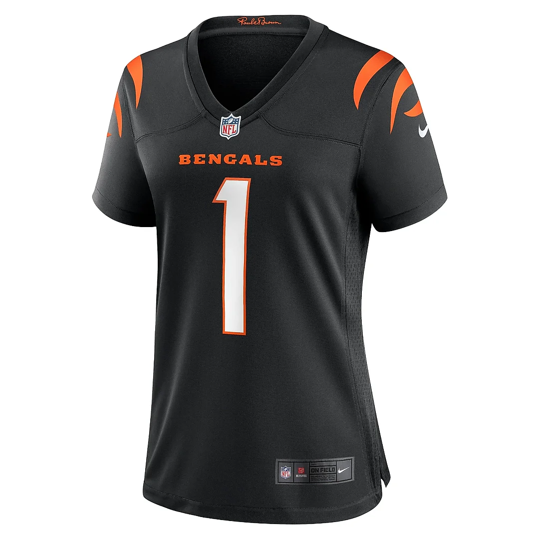Zennovawear Women's Cincinnati Bengals Number 1 Mom Black Game Jersey