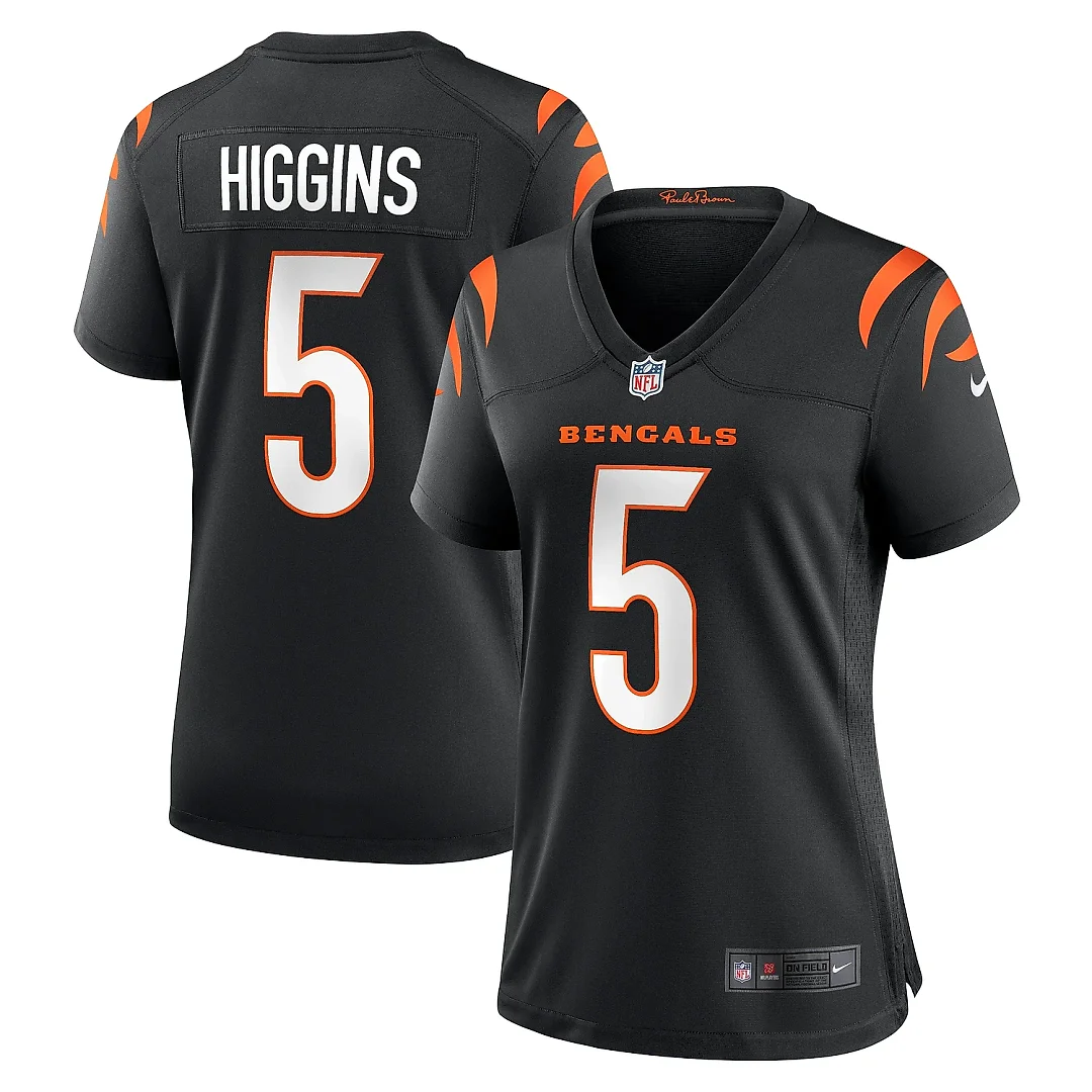 Zennovawear Women's Cincinnati Bengals Tee Higgins Black Game Player Jersey